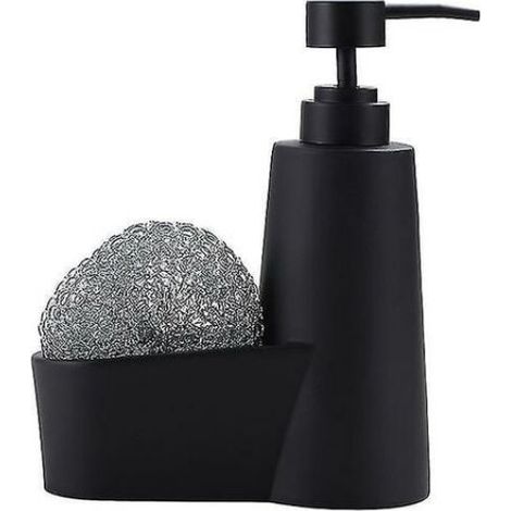 Distributeur de Savon Liquide - Pompe à Savon Moussant avec Bille en Acier Inoxydable - Pour Évier Cuisine et Salle de Bain - Noir - 1 Pièce (1/4)