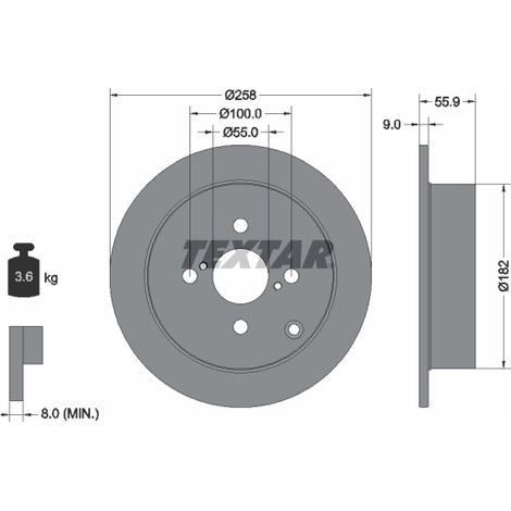 Lot de 2 Disques de frein Textar 92126103 TOYOTA 4243102070 4243102071