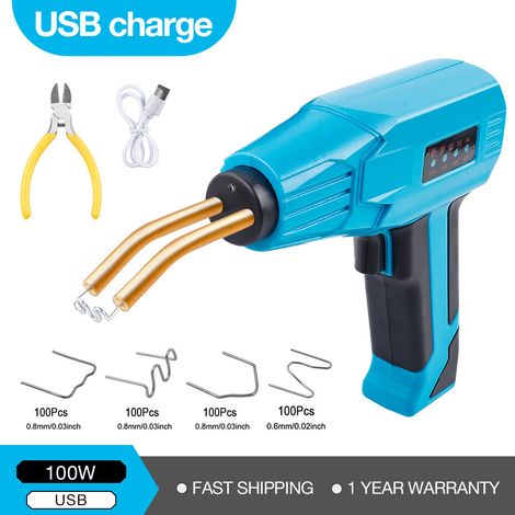 Pistolet à souder plastique bleu 100 W avec batterie au lithium, adhésif thermofusible universel multifonctionnel pour une utilisation manuelle, domestique et industrielle
