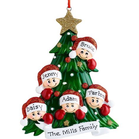 Décoration Noel Personnalisé avec Noms de Membres de la Famille et Texte Deco Noel Sapin Noel 2023 Pendentif en Bois pour Sapin de Noël Cadeaux de N (1/4)