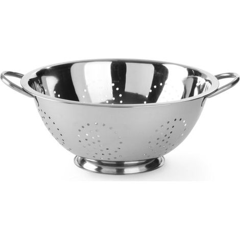 Passoire de cuisine, egouttoir, tamis pour la cuisine et le lavage des pâtes, des nouilles, des fruits, des légumes, des salades, rond, perforée, avec base et 2 poignées, ø340x(H)160 mm, Inox (1/3)