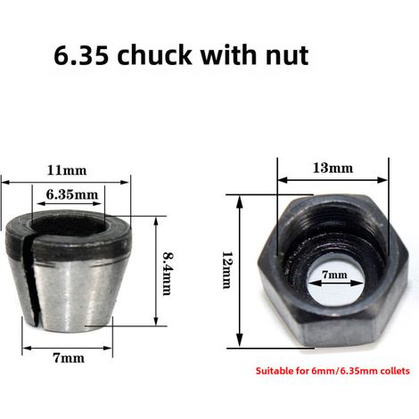 Accessoires pour fraiseuse à bois, mandrin de machine à rogner, tête de conversion, accessoires pour fraiseuse, manchon de 6 mm, 1/4, 8 mm (6,35 mm) (1/5)