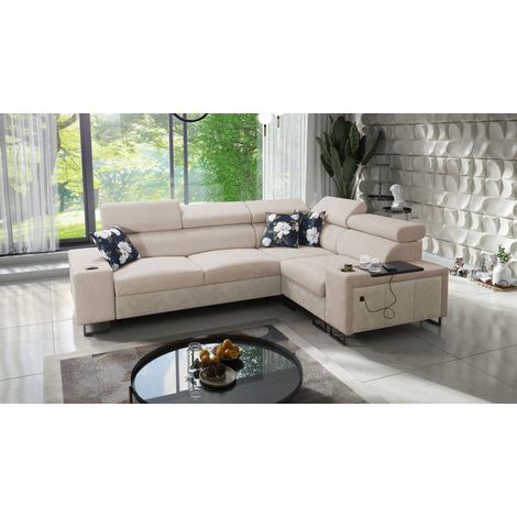 Luxuriöses Ecksofa mit Schlaffunktion MELODY II, Tauro/Freya Beige/Dunkelbeige Rechts (1/5)
