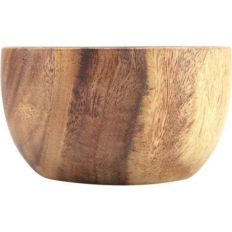 Bol en bois d'acacia massif pour salade, soupe, riz, bol en bois fait main, ustensile de cuisine (13 x 7 cm) (1/5)