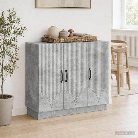 vidaXL Buffet Gris béton 89 x 34,5 x 77 cm Bois d'ingénierie (1/5)
