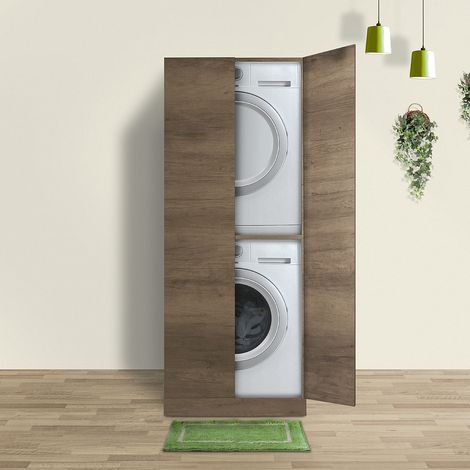 Colonna bucato lavatrice asciugatrice Klara con ante 70x70 chiusura totale (1/5)