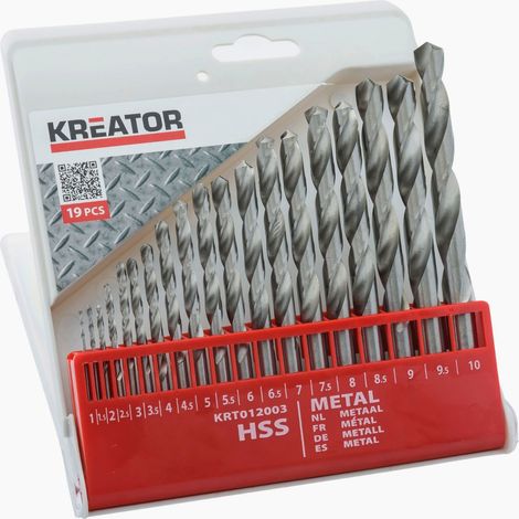 Coffret de 19 forets en métal HSS Kreator  Coffret 19 forets HSS Coffret 19 forets HSS