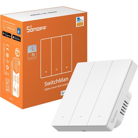 Sonoff SwitchMan ZBM5-86W Interruttore da Parete Bianco Smart Zigbee  Dimensione: 3 Pulsanti (1/5)
