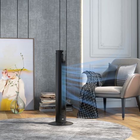 Ventilateur tour 45 W avec 4 modes, 3 vitesses et minuterie 12 heures, ABS, Ø 31,5 x 93 cm, noir
