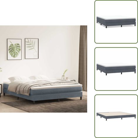 vidaXL Boxspringbett ohne Matratze Dunkelgrau 180x220 cm Samt (1/5)