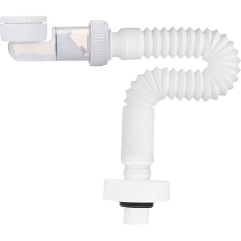 Siphon Lavabo, Tuyau D'évacuation G1-1/4, Isolation par Joint en Silicone, Rotation à 360°, Tuyau de Drainage Flexible, Flexible et Rétractable, Adapté aux éviers, Salles de Bains et Cuisines (White) (1/5)