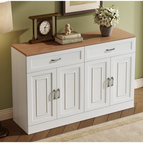 Sideboard Schrank Aufbewahrung 120 cm Weiß Holz OKMYHOME (1/5)