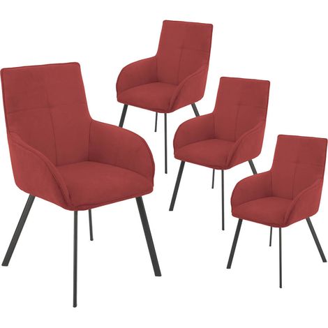 CATILA - Lot de 4 Fauteuils Rouges Piètement Gris Mat (1/2)