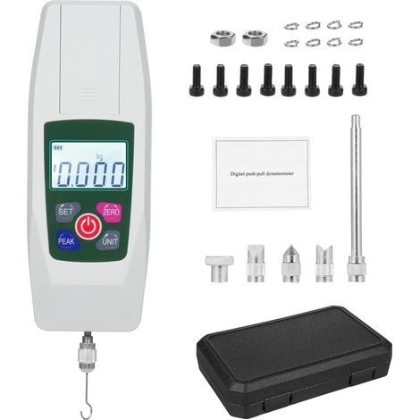 Digitales Kraftmessgerät, 500 N/50 kg/110 lb/1800 oz, Push- und Pull-Tester, Mini-Dynamometer mit 4 Messeinheiten, N kg, Lb Oz, automatische Hintergrundbeleuchtung, Summer, Alarmfunktion, 1% (1/5)