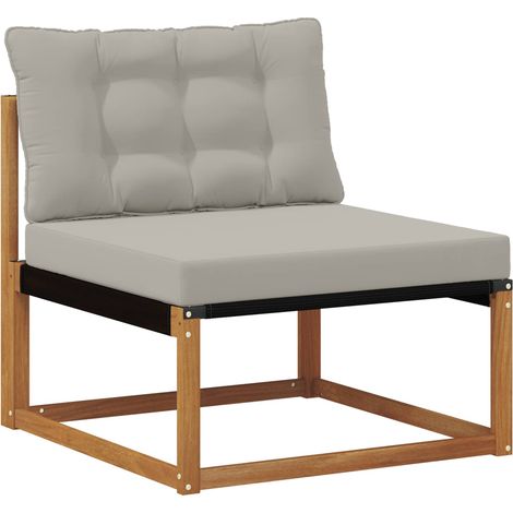 Outdoor Mittelsofa Massives Akazienholz und Textilene Natur vidaXL