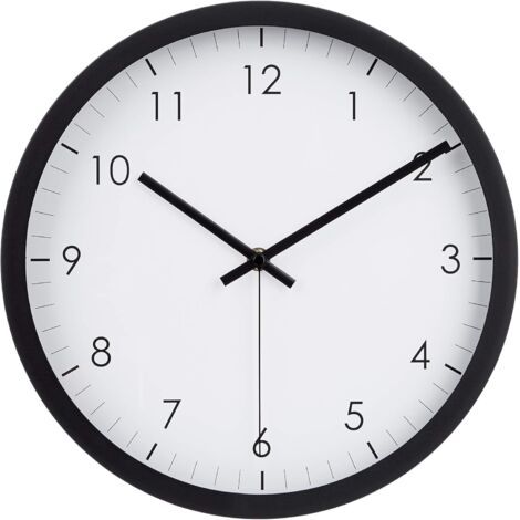 Runde Wanduhr, 30,5 cm, leicht ablesbar, leise, batteriebetrieben, schwarz (1/5)