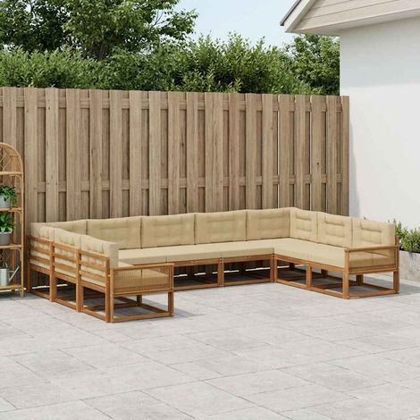 vidaXL Outdoor-Sofagarnitur mit Kissen 9 pcs Natur und Beige (1/5)