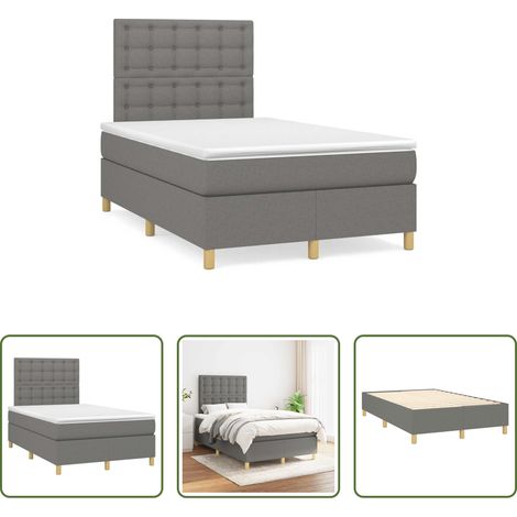 vidaXL Kopfteil -  Boxspringbett mit Matratze Dunkelgrau 120x190 cm Stoff (1/5)