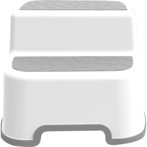 Marche Pied Enfant pour la Salle de Bain Lavabo et Toilette 32.5X36.5X24.5cm grise (1/5)
