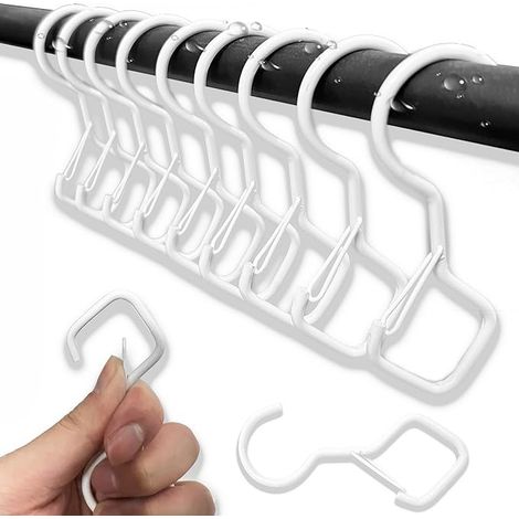 10 pièces Crochet en S, Crochet en S Métal, Crochets en S avec boucle de sécurité, pour Cuisine, Salle de Bain, Chambre et Bureau, pour suspendre tasses, vêtements, pots et des bols (Blanc). (1/4)