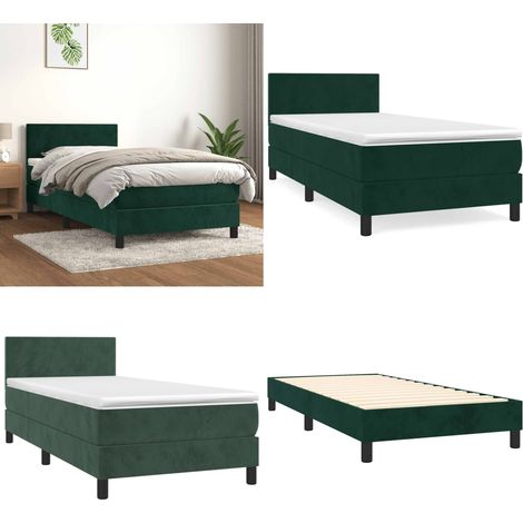 Boxspringbett mit Matratze Dunkelgrün 100x200 cm Samt - Samtbett - Boxspringbett - Doppelbett - Bettenrahmen - Luxusbett - Home & Living (1/5)