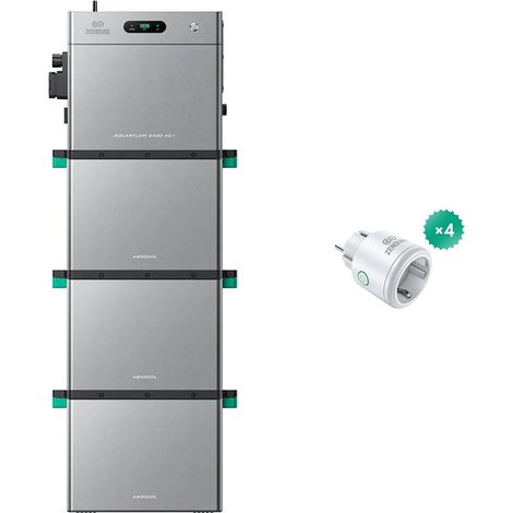 Zendure SolarFlow 2400 AC+ – Stockage AC 2400W, 2,4 kWh extensible à 16,8 kWh, compatible solaires, Plug & Play, 2400VA. avec 3xAB3000L (8.64 kWh), avec 4x Smart Plug Pro