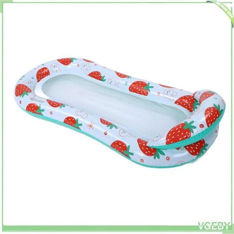Tapis flottant gonflable pour piscine - FAF EICY - 160x85x30cm - Imprimé fraise - Oreiller intégré - Fond drainant (1/4)
