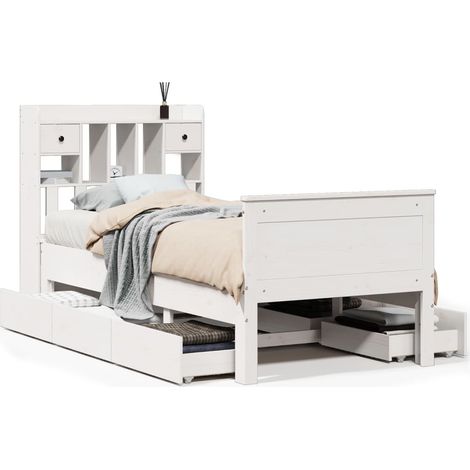 Maison Exclusive - Letto Libreria senza Materasso Bianco 90x190 cm Massello Pino