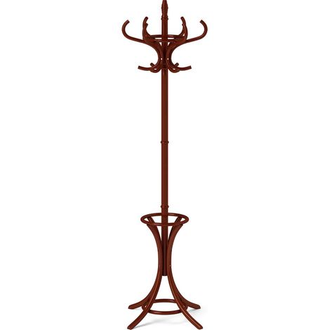 Bois de bouleau compact pour un rangement pratique, porte-manteau sur pied avec porte-parapluies pour entrée (1/5)