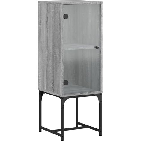 vidaXL Mobile a Muro con Anta in Vetro Grigio Sonoma 35x37x100 cm (1/5)