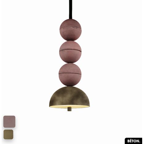 Lampe de suspension en béton velours - BOSFOR CONCRETE VELVET LILAS - PEYOTE 3 BALLES LED 14W (1/2)