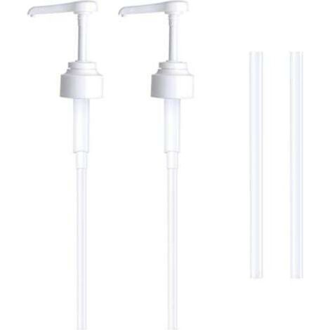 [JAMAIS UTILISÉ] Lot de 2 Pompe doseuse bidon 5 litres Bouteille Pompe Vide(Blanc), réutilisables Flacon Pompe Vide Plastique Remplacement de 38 cm pour contenants d'assaisonnement de Liquide de Salle (1/4)