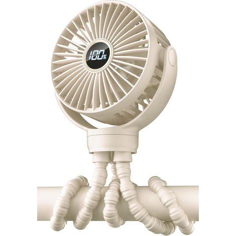 Ventilatore portatile per passeggino - Mini ventilatore ricaricabile per neonati - Schermo LED - 3 velocità - Ventilatore a morsetto ricaricabile tramite USB - Ventilatore portatile - Viaggio - Attivi (1/5)