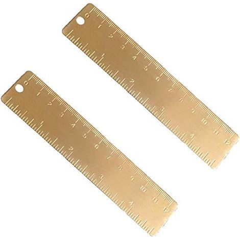 Mini règle pratique en laiton doré 12/15 cm – Marque-page vintage en métal cuivre avec gravure à double échelle pour l'école, le bureau, l'atelier et la maison (1/5)