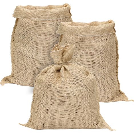 3 Sacs Toile de Jute Naturelle 30 x 39 cm - Sac Réutilisable pour le stockage, Conservation, rangement Jardin, Cuisine, Déco (1/4)