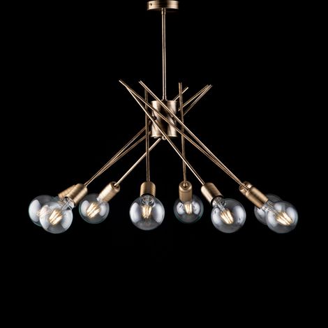 Polish Plafonnier En Fer Bronzé Brossé 8 Lumières H.62 D.64 Bl186-Pl8-Brz