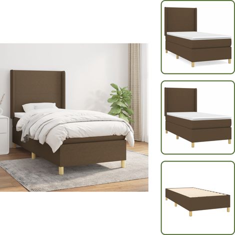 Cama con cabecero ajustable - vidaXL Cama box spring con colchón tela marrón oscuro 90x190 cm - Colchón ensacado