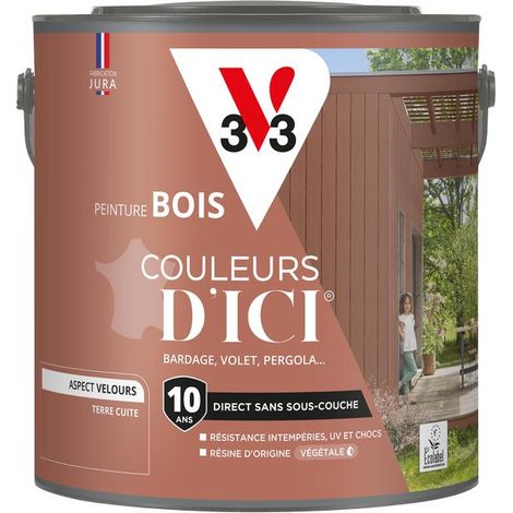 Peinture bois extérieur Couleurs d'Ici® V33 Terre cuite Velours 2L