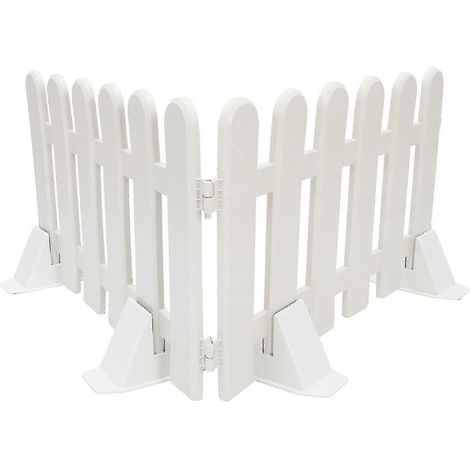 Lot de 2 piquets décoratifs extérieurs en vinyle, clôture de jardin en plastique, bordure de clôture blanche, clôture de patio (1/5)