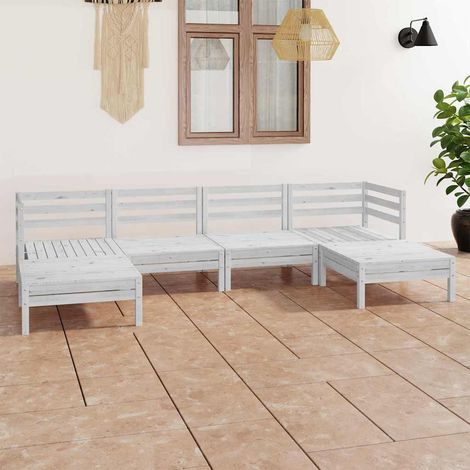 Salon de jardin 6 pcs Ensemble Table et Chaise de Jardin - Blanc Bois de pin massif BV773941 - BonneVie (1/5)