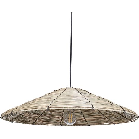 Lámpara colgante pantalla de algas marinas base de hierro estilo boho natural Luagan