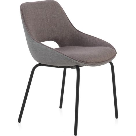 x4 chaises tapissée bicolore granate et gris pieds métal noir - bicolore granate et gris clair (1/5)