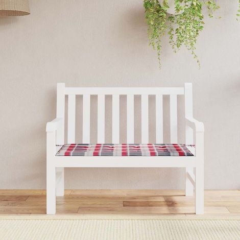 vidaXL Cojín de banco de jardín tela Oxford a cuadros rojo 120x50x3 cm (1/5)