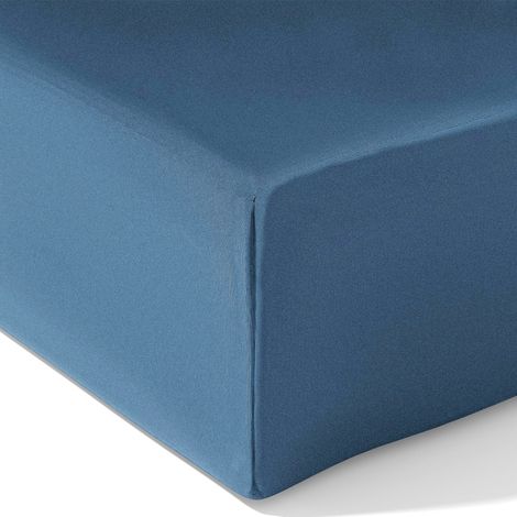 Drap housse en coton 150x200 cm  bleu canard -  - Extensible - Doux et souple bleu bleu canard