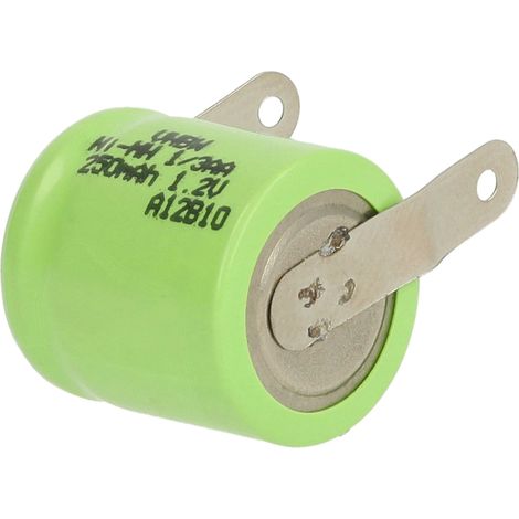 vhbw Batterie remplacement pour 1/3AA pour modéle RC (250mAh, 1,2V, NiMH, vert, avec cosse à souder (U)) (1/4)