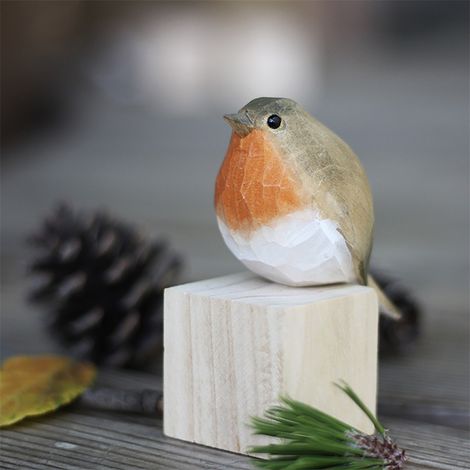 Ornements d'oiseaux en bois sculpté, tilleul peint, décorations artisanales pour l'intérieur et l'extérieur, cadeaux de Noël (1/5)