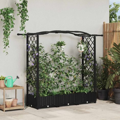 Teenpull – Hochbeet mit Rankgitter und Dach Schwarz 169 x 40 x 123 cm PP (1/5)