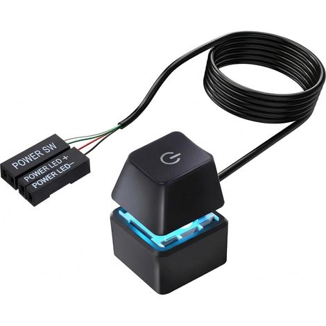 Bouton d'alimentation du PC, Interrupteur d'alimentation PC, Commutateur Mécanique Ergonomique, Desktop Computer Power Switch Externe Gaming, Bouton Power PC ATX avec Câble Noir De 1,8M (1/5)