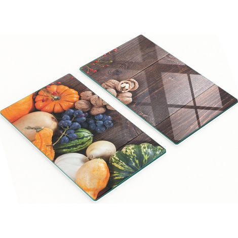 Juego de tablas de cocina de vidrio templado con dise帽o de calabaza, 2 x 30 x 52 cm.