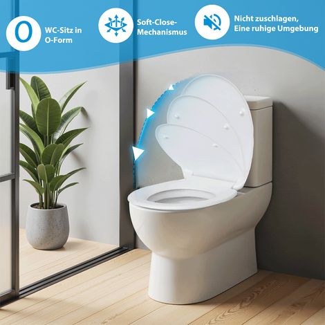 Abattant WC en forme de O, thermodurcissable de haute qualité, à fermeture douce et descente automatique, blanc - antibactérien, universel (1/5)